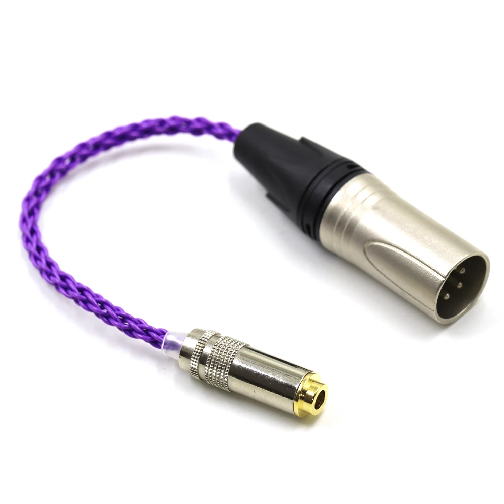 Purple 8Core 4Pin Balanced XLR Male to 4.4mm Balanced Female Audio Adapter Cable