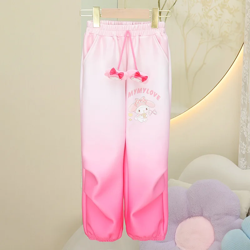 2024 My Melody Sweatpants Kawaii Sanrio Anime Autumn Winter Girls Cotton Loose Pants Cartoon Cute Children Casual Sports Pants