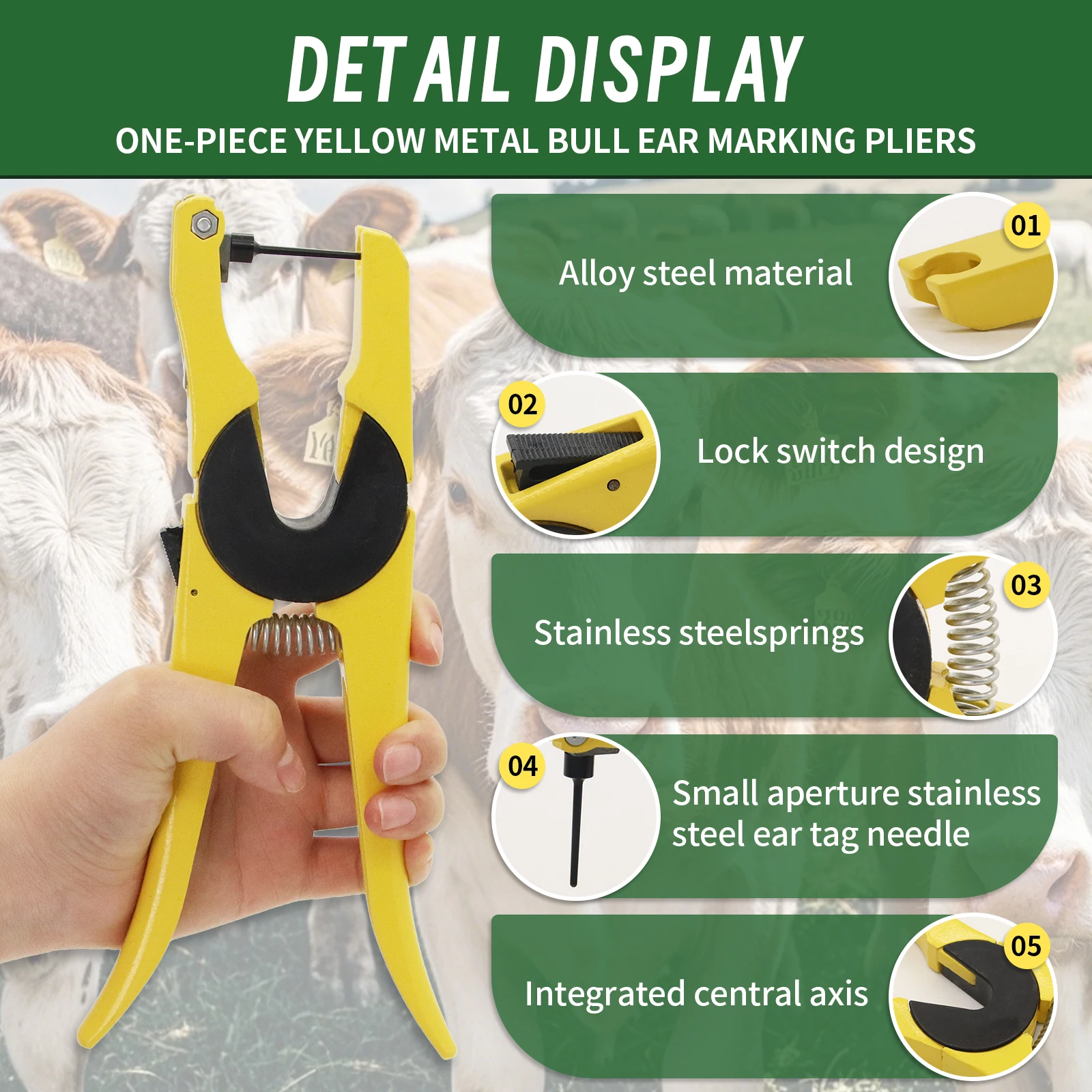 1個入り一体型耳標専用プライヤー クリップ 牛 羊 畜産情報管理ツール 家畜耳標装着器