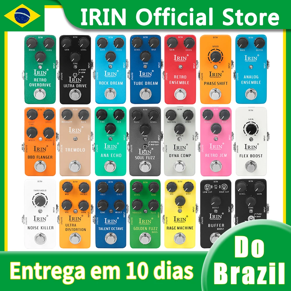 Irin série rs pedal de guitarra elétrica efeitos pedal overdrive/distorção/fuzz/tremolo efeito pedal acessórios guitarra