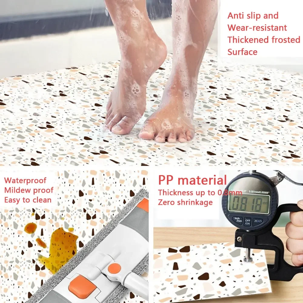 Thicken Self Adhesive Floor Stickers Vintage Terrazzo Tile Bathroom Ground Waterproof Wallpapers Bedroom Wall Decor