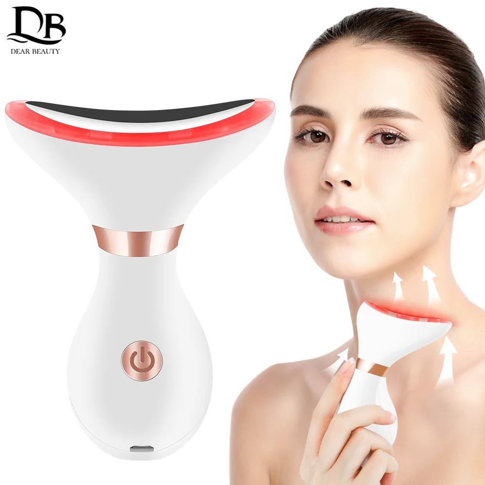 EMS Microcurrent Facial Neck Beauty Device LED Photon Firming Rejuvenation Anti Wrinkle Thin Double Chin Face Lifting Massager