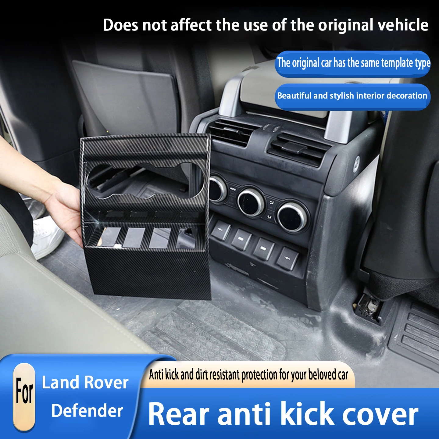 

For Land Rover Defender 110 130 2020-2026 ABS Carbon Fiber back row Air Outlet panel Anti-kick Cover Car Interior Accessory
