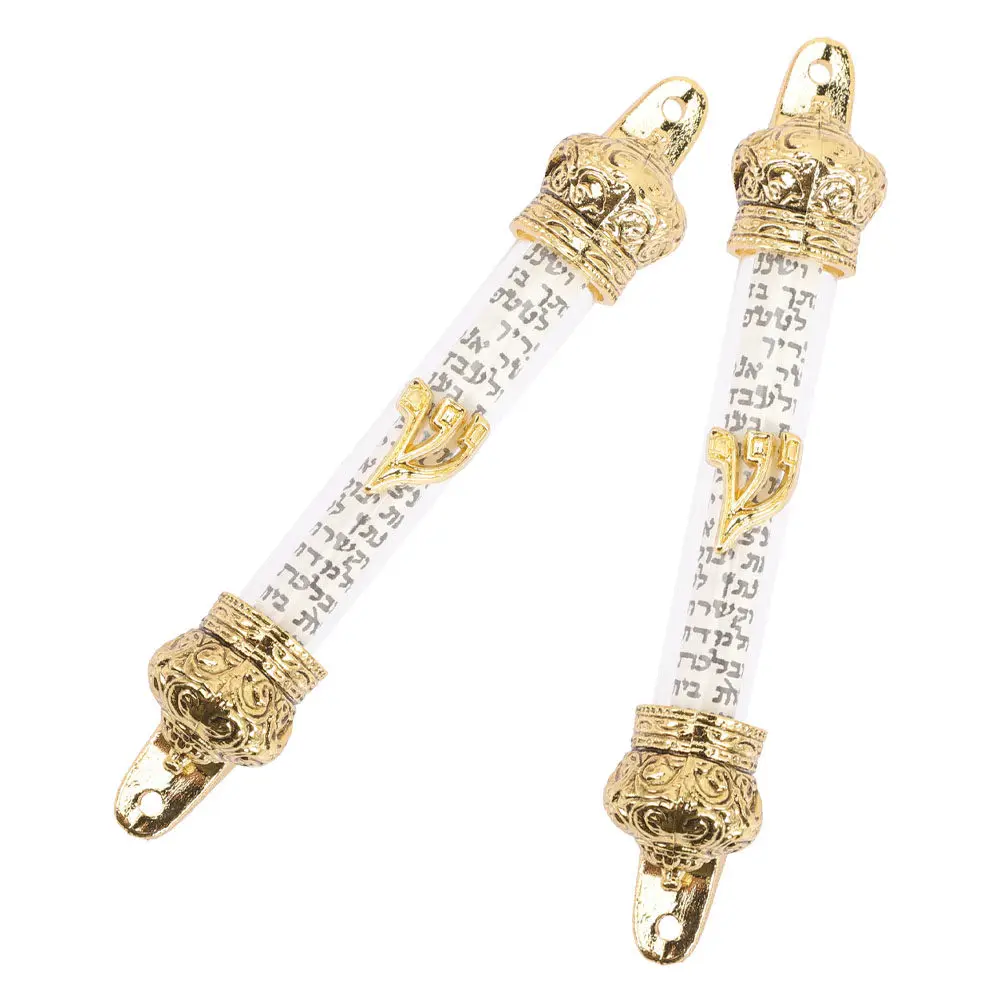 2Pcs Bible Doorpost Crown Mezuzah Metal Home Door Mezuzah Religious Jewish Decor Gift Round Edge Safe Design Door Side Mount