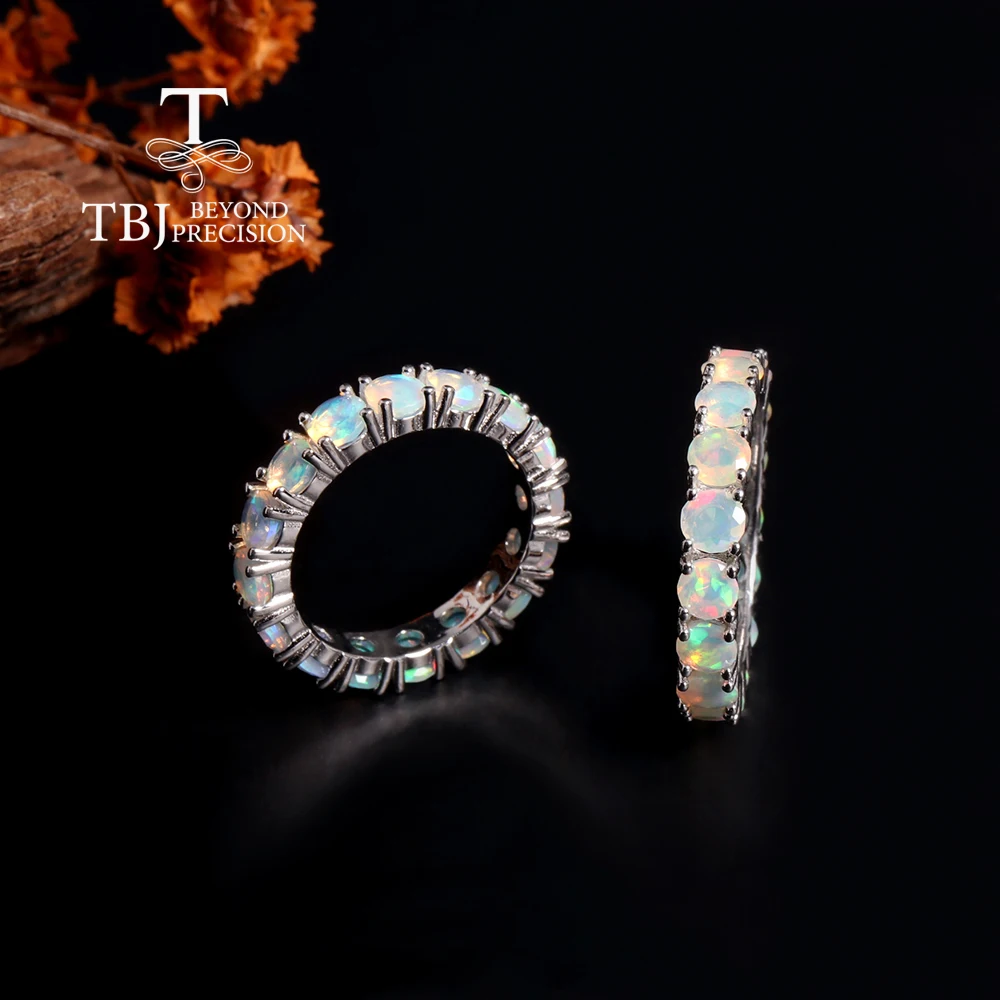 2026, 925 Silver Classic Design October Birthstone Natural Opal Gemstone Round women's ring Anniversary & Wedding & Banquet gift