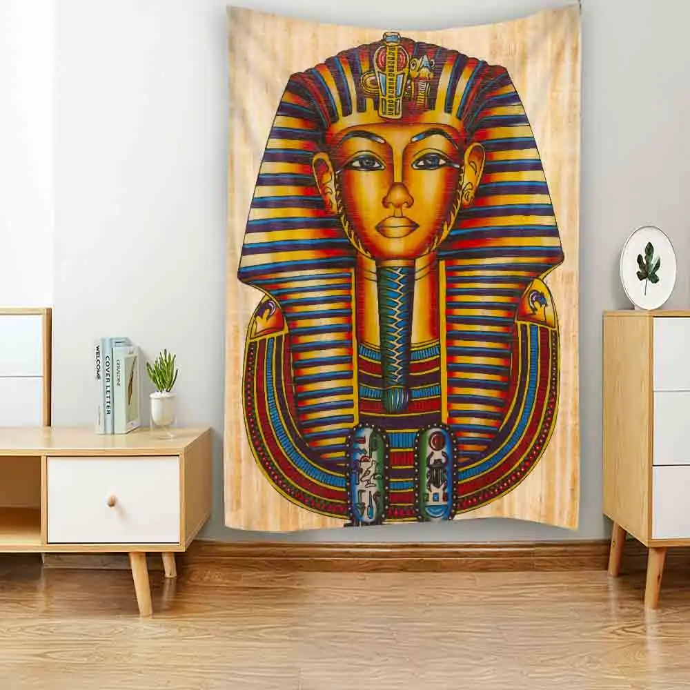 Egyptian Figure Art Tapestry Bohemian Wall Hanging Retro Geometric Abstract Art Blanket Hippie Home Wall Decoration