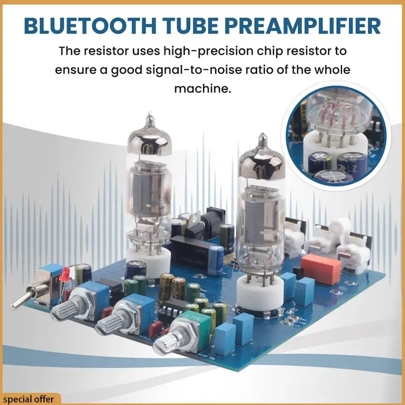 A68Z Bluetooth Tube Preamplifier Fever Hifi 6J5 Bile Vacuum Tube Preamp NE5532 Pre Amplifier Tone Control Board