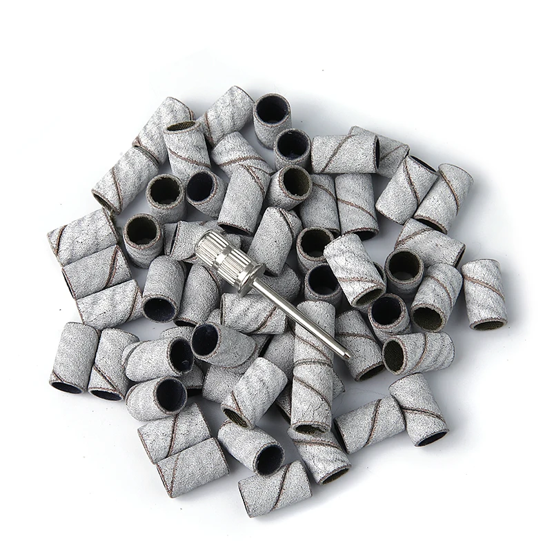 60 قطعة/صندوق مسمار الرملي العصابات مجموعة مع 1 قطعة مغزل ل آلة أظافر الكهربائية مسمار الحفر طحن بت الملفات باديكير أداة #5