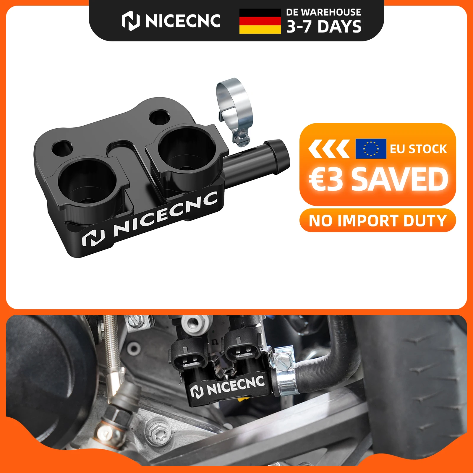 (Stock UE) NICECNC Kit Raccordo Carburante ad Alto Flusso per 2025 2024 KTM EXC 300 250 150 XCW XC SX 125, Kit Rail Carburante per Husqvarna TE 300 GasGas EC 300 TBi