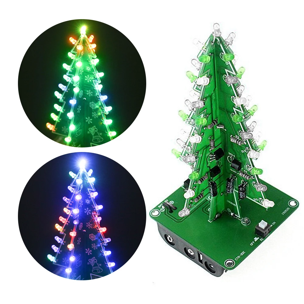 DIY LED Christmas Tree Colorful Easy Making Christmas Tree Electronic Learning Kit Module 37PCS LED Light DIY Christmas Gift