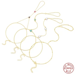AIDE 925 Silver Creative Tiny Chain Bracelet Finger Rings For Women Link Chains Connecting Hand Harness Bracelets Jewelry Gifts