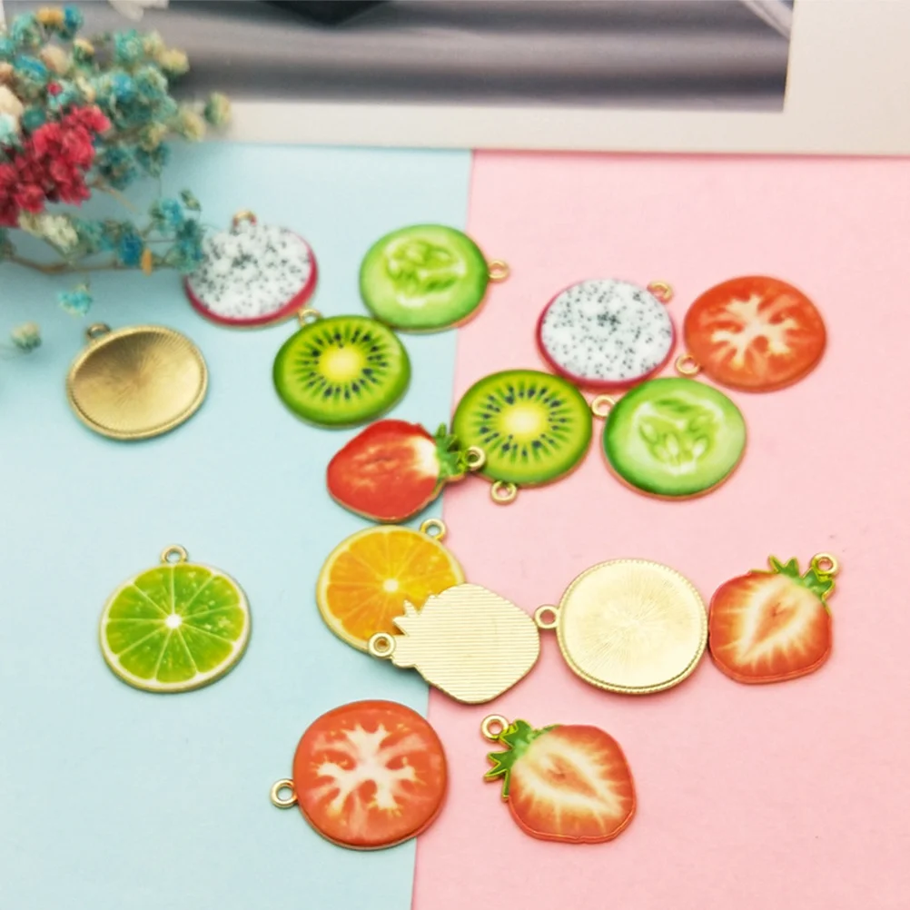 

45Pcs Alloy Fruit Pendant Jewelry Charms Creative DIY Accessories Key Chain Making Supplies Exquisite Fruit Slice Decoration