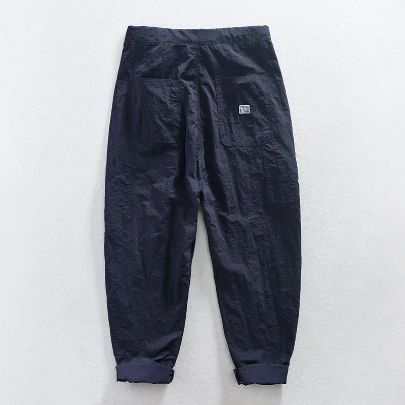 Spring Autumn New Pure Cotton Casual Cargo Trousers for Men Clothing Vintage Washed Loose Streetwear Mend Pants AZ625