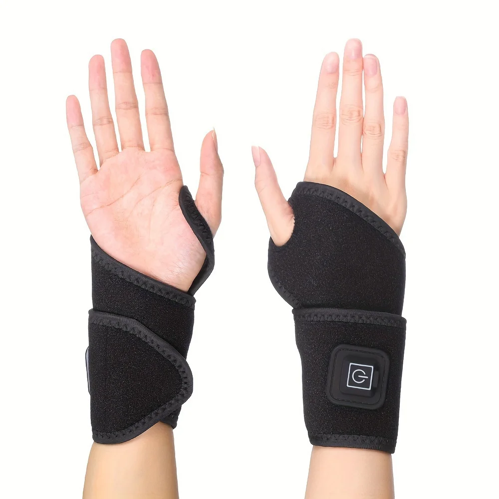 2pcs Adjustable Heated Wrist Support Brace - Multifunctional Fitness Hand Protector with Joint Protection, Polyester