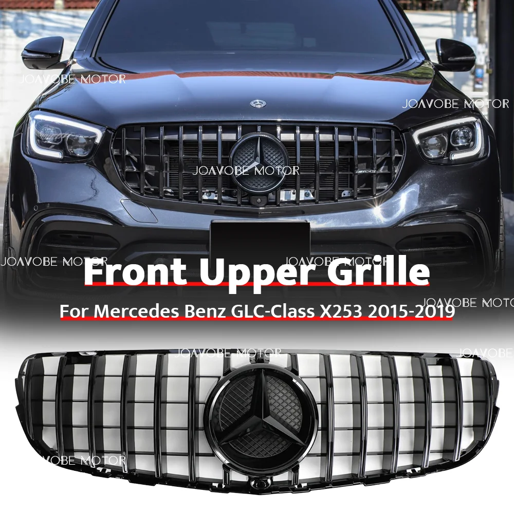 

Черная передняя решетка в стиле GTR, детали модификации для Mercedes Benz GLC-Class X253 C253 2015-2019 GLC250 GLC300 GL350 GLC43 AMG