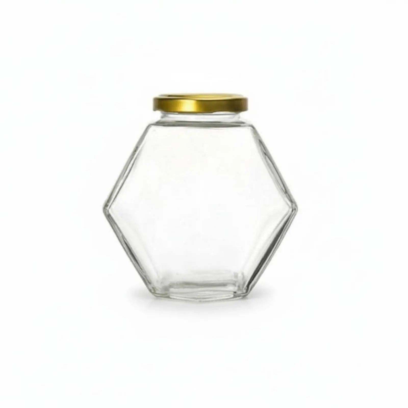Hexagonal Glass Honey Jar with Wooden Dipper Lid for Cafe Table Decor