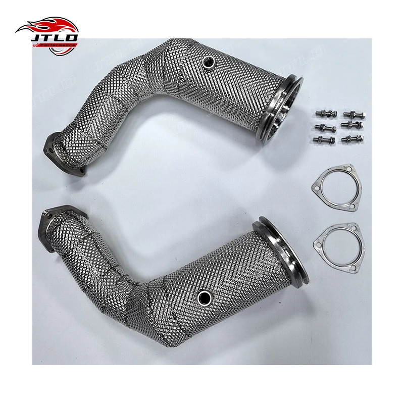 JTLD Exhaust Downpipe For Lamborghini URUS For Audi RSQ8 4.0 V8 2018 with Heat Shield Without OPF Catless Exhaust Test Pipes