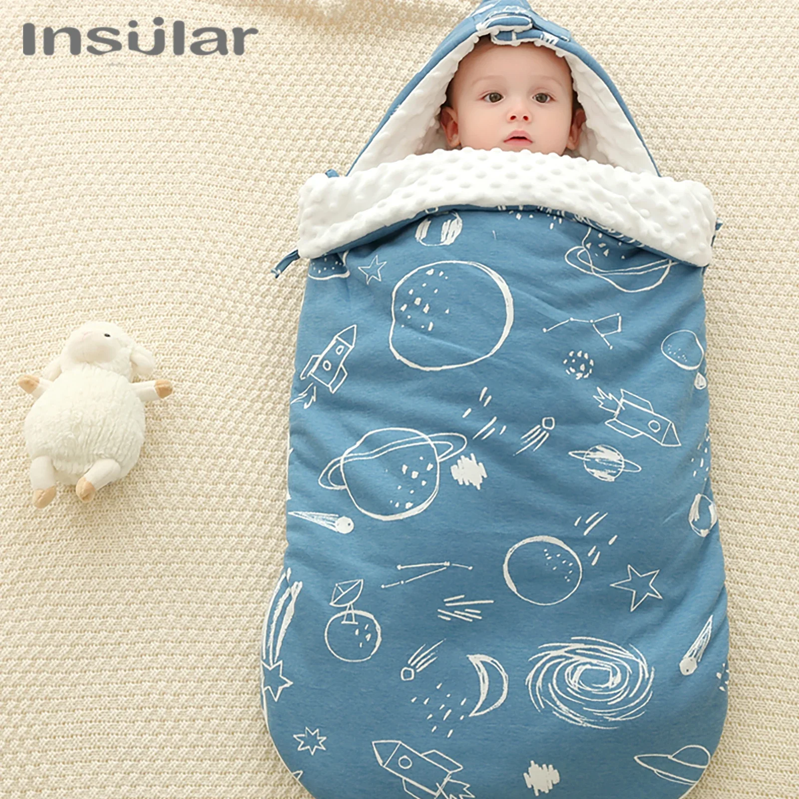 INSULAR Newborn Warm Sleeping Bags Baby Anti-startle Thickened Sleepsacks Comfortable Embossed Flannel Wearable Autumn Winter