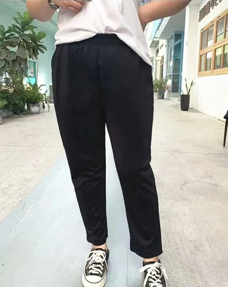 Pantaloni tascabili da donna oversize primavera estate 9XL 140 kg Pantaloni grandi neri larghi a vita alta elastici grandi 3XL 6XL