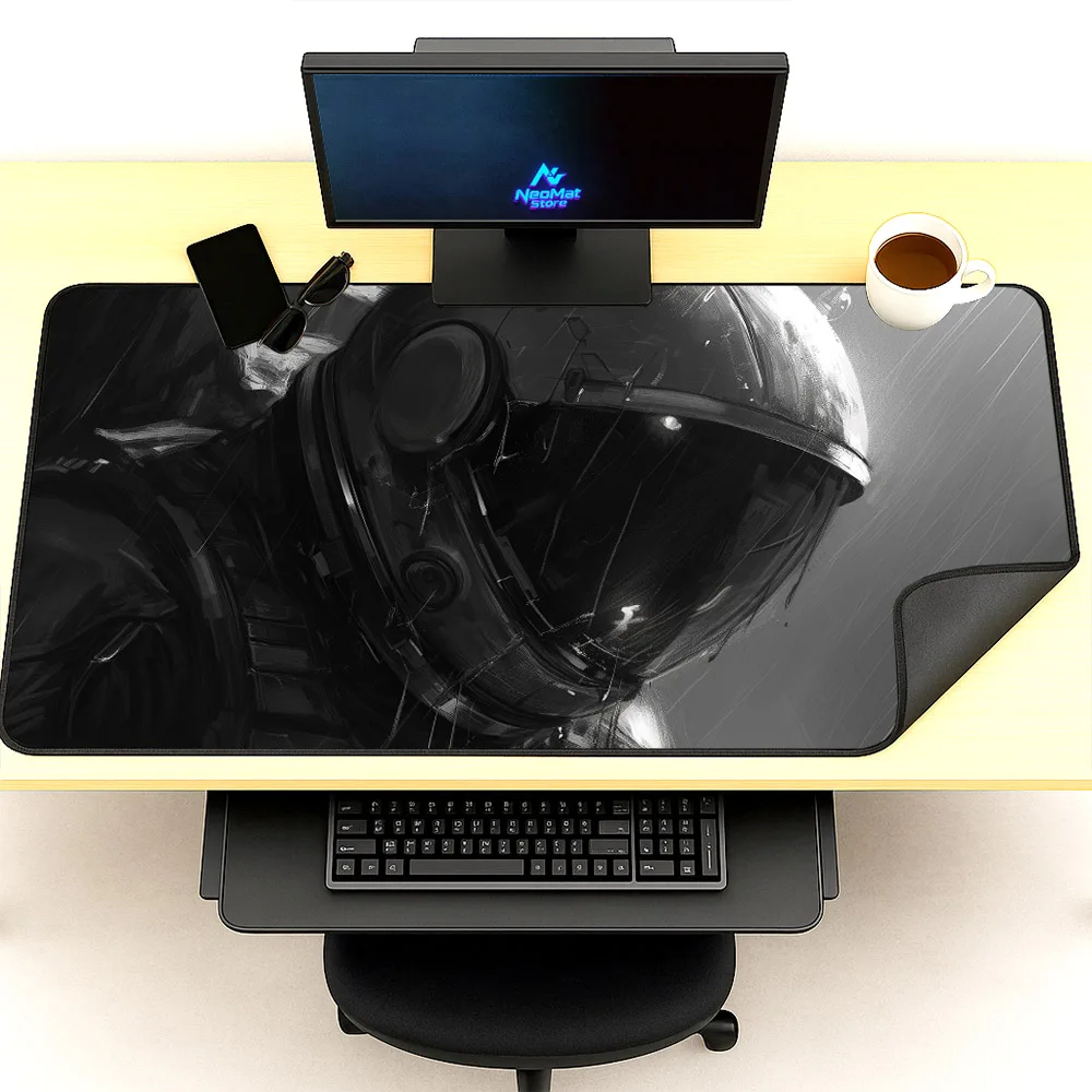 Muismat Astronaut Zwarte Muismat Helm Computer Bureaumat Zwarte Desktop Mat Grote Pc Set Up Accessoires Gaming Muismatten