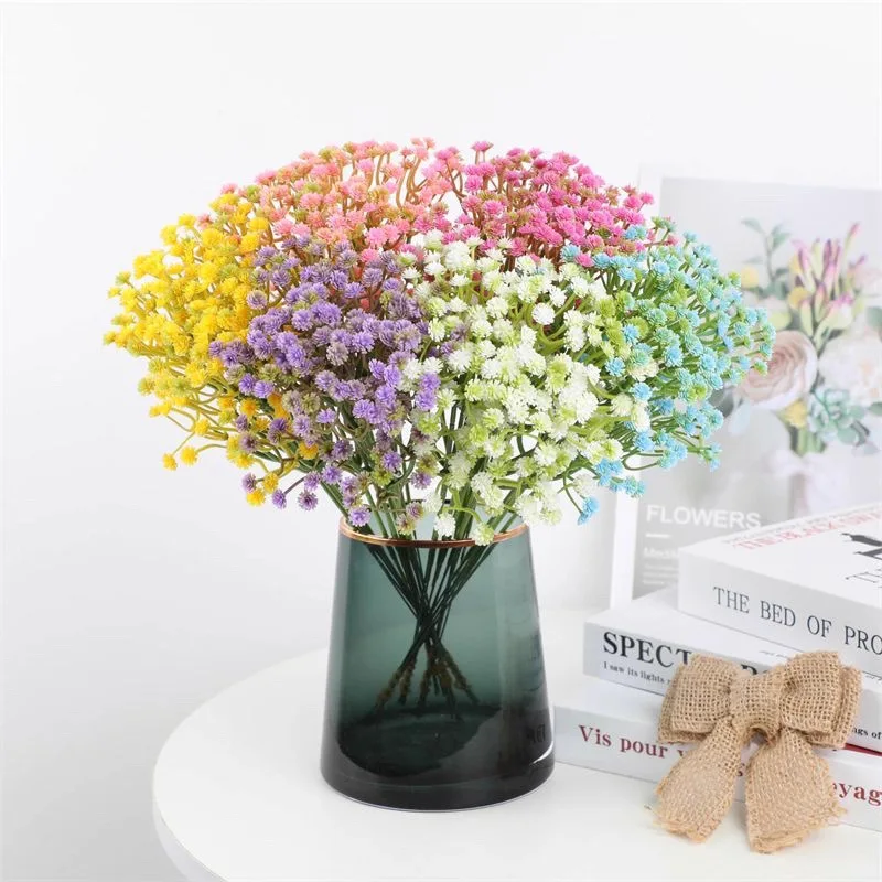 

12PCS Artificial Flowers Fake Gypsophila DIY Silk Flower For Garden Party Courtyard Home Decor Wedding Bridal Bouquet DIY Gifts