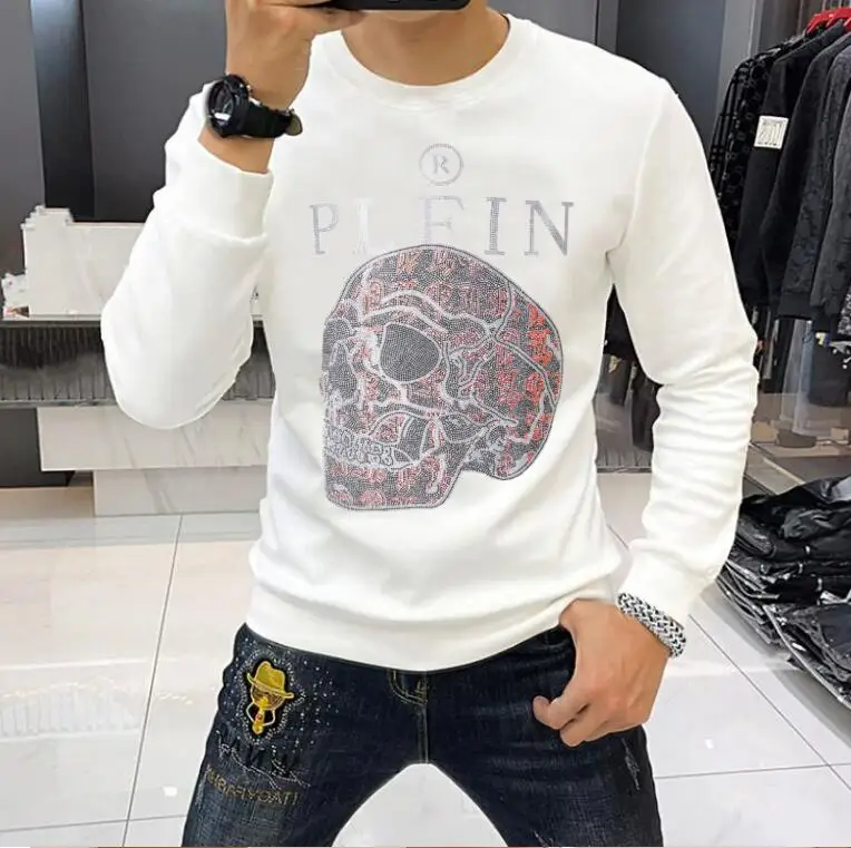 

Fashion Brand Men's Pullover Sweatshirts Rhinestones Casual Top Pullover