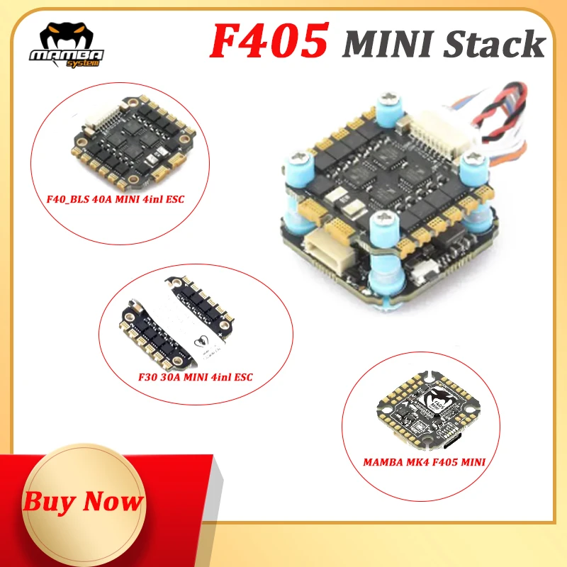 

Diatone Mamba MK4 F405 MINI DJI Port Support F30MINI 30A/40A ESC Flight Controller Stack/Power Tower F4 FC for FPV Drone