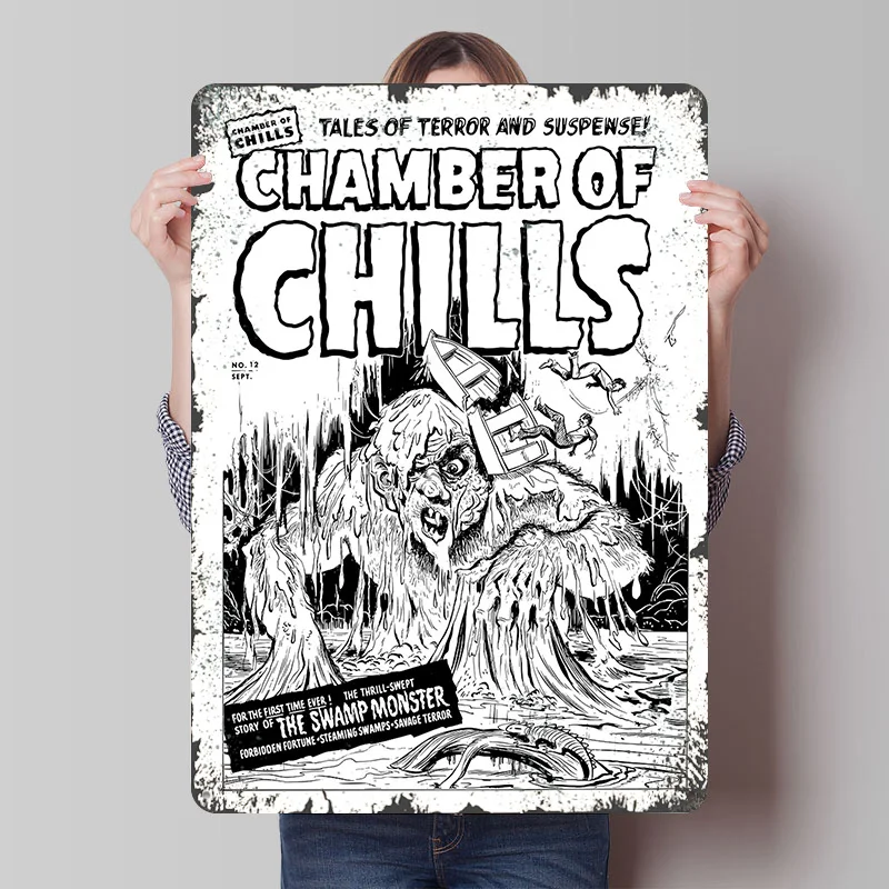 CHAMBER OF CHILLS MONSTER Metal Poster Customized Wall Art Retro Vintage Tinplate Signs for Modern Home Decoration Luxury Decor