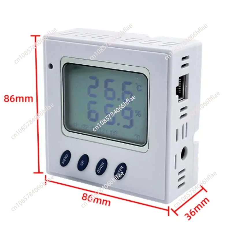 86mm Wall‑Mount Ethernet Temperature Humidity Transmitter with LCD, POE Optional, TCP UDP SNMP Web‑API Support
