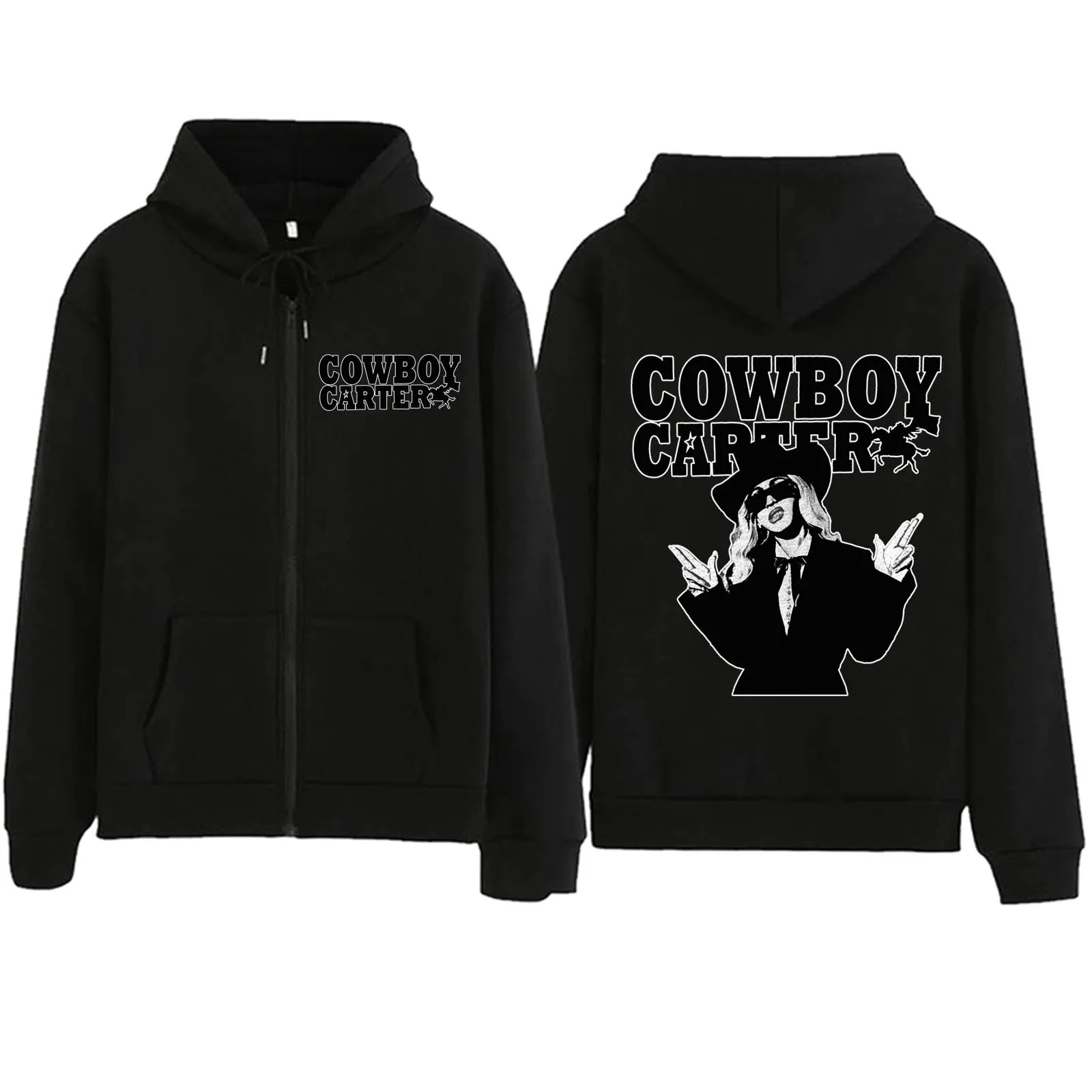 Beyonce Cowboy Carter Zipper Hoodie Harajuku Pullover Tops Sweatshirt Streetwear Fans Gift