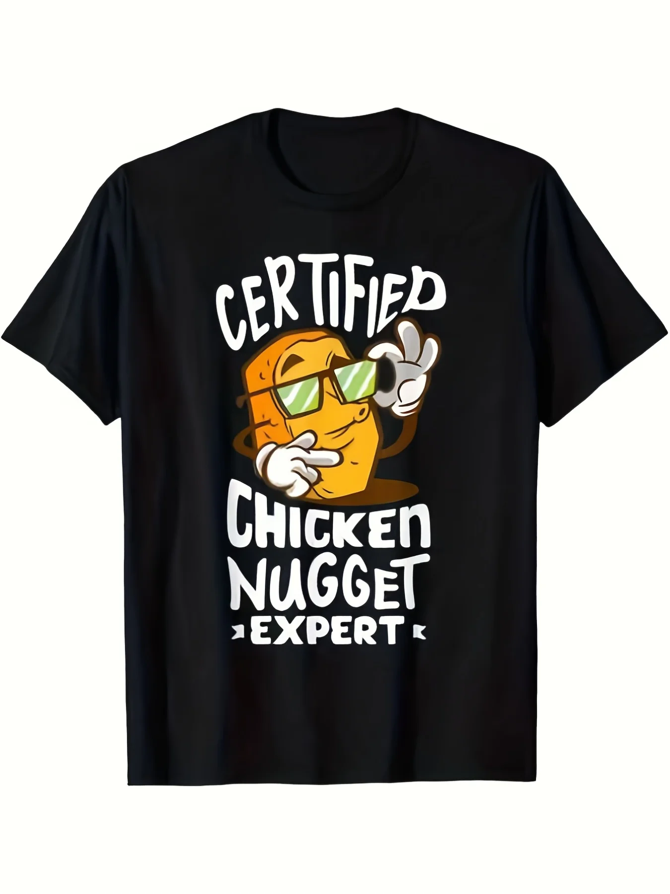 Chicken Nugget Expert T-Shirt - Funny Chicken Nugget Lover Graphic Retro Tee, Soft Breathable Suitable For All-Season Wear, Loos