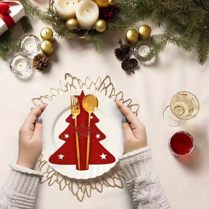 1-20 قطعة مجموعة أدوات مائدة عيد الميلاد-جيوب أدوات فضية مع تصميم نجوم لحفلات العطلات وحامل أدوات المائدة وحامل أدوات المائدة