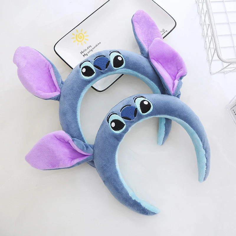 New Arrived Cute Disney Pink Lilo & Stitch Ears Hairband Women Plush Soft Stitch Headband Girl Sequins Bow Hair Accessories Kids