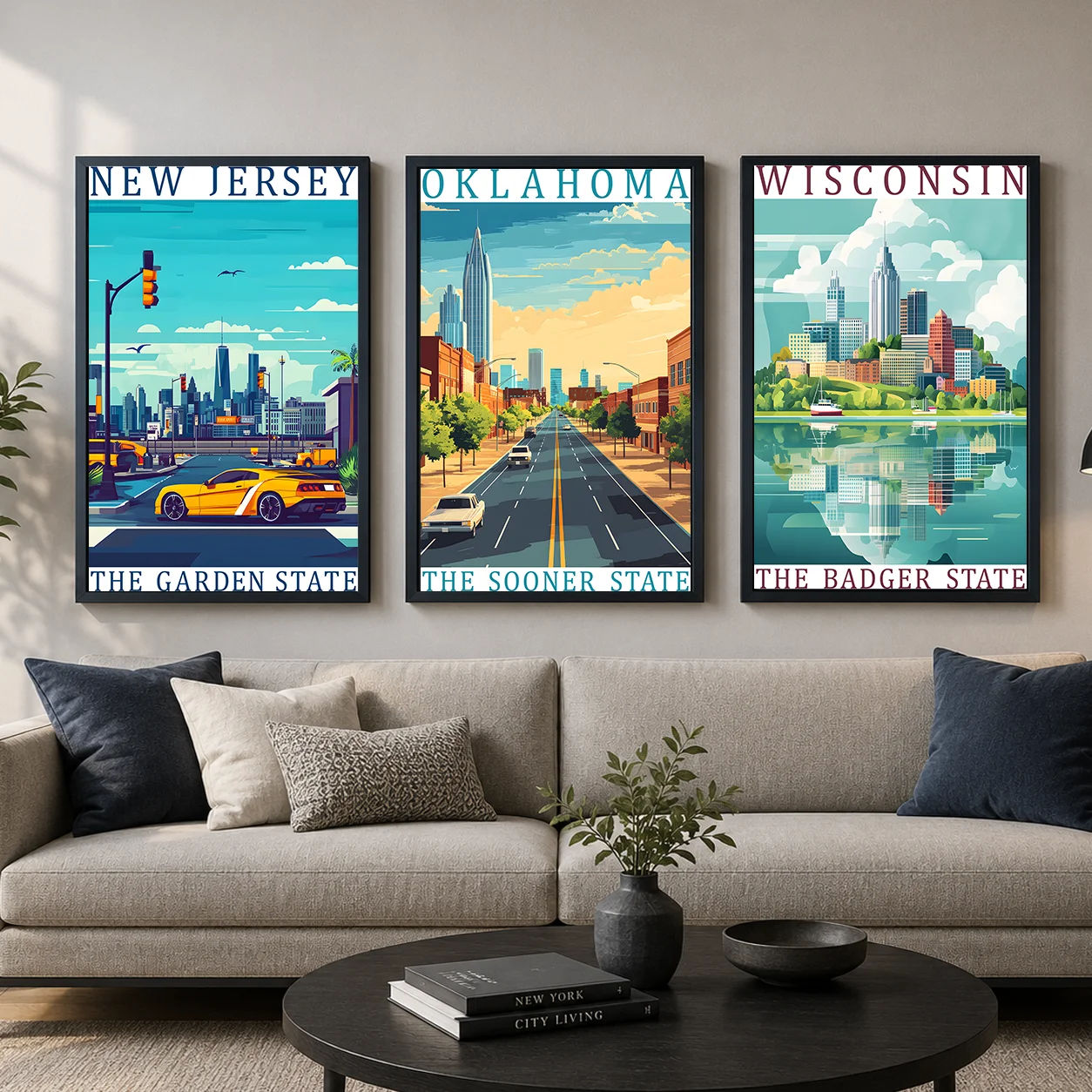 City Landscape Wall Art, Scenery Travel Canvas Painting Modern Poster Prints for Bedroom Living Room Wall Decor