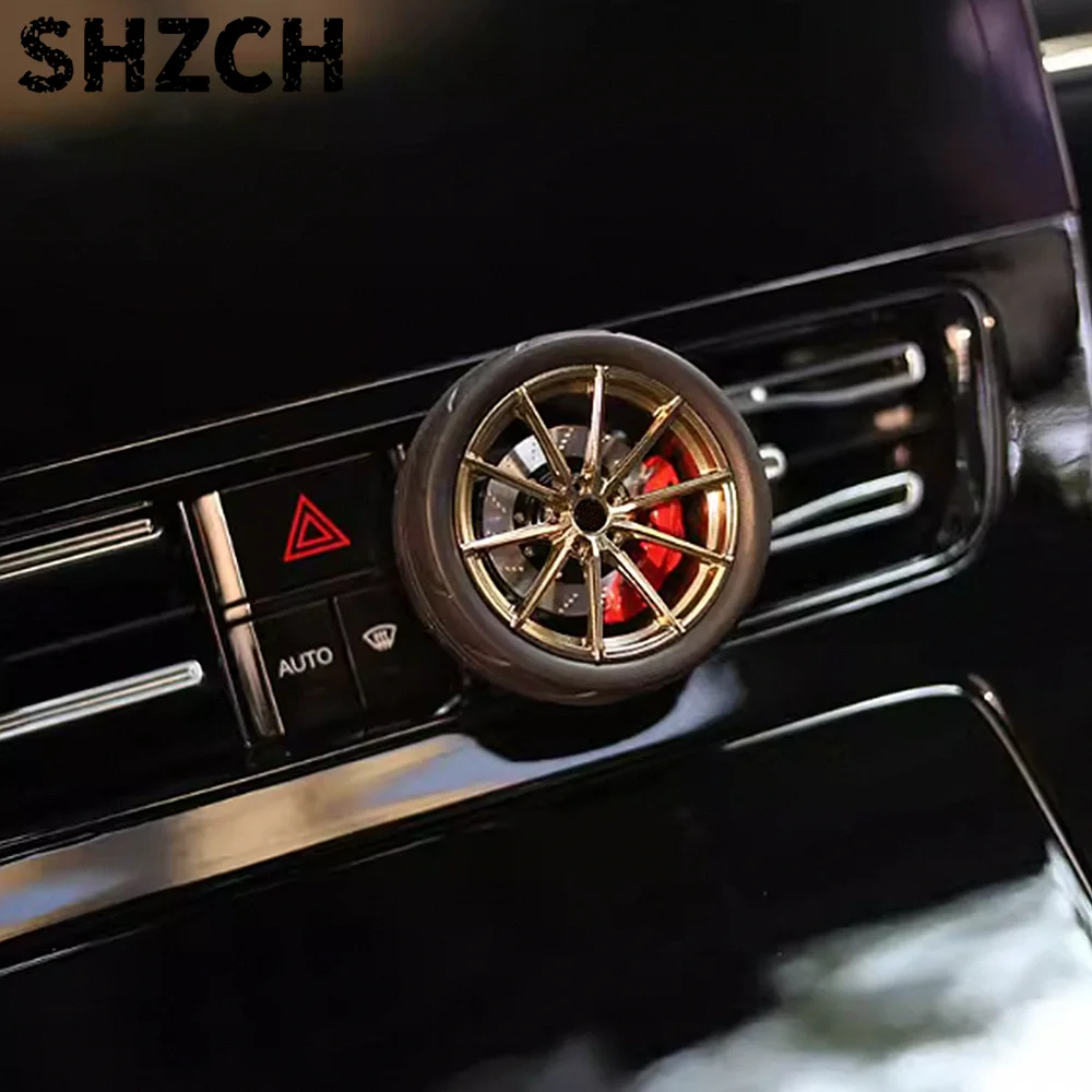 2 Inches Aluminum Alloy Rim Ornament with Tire, Wheel Spinner Air Fresheners Vent Kit