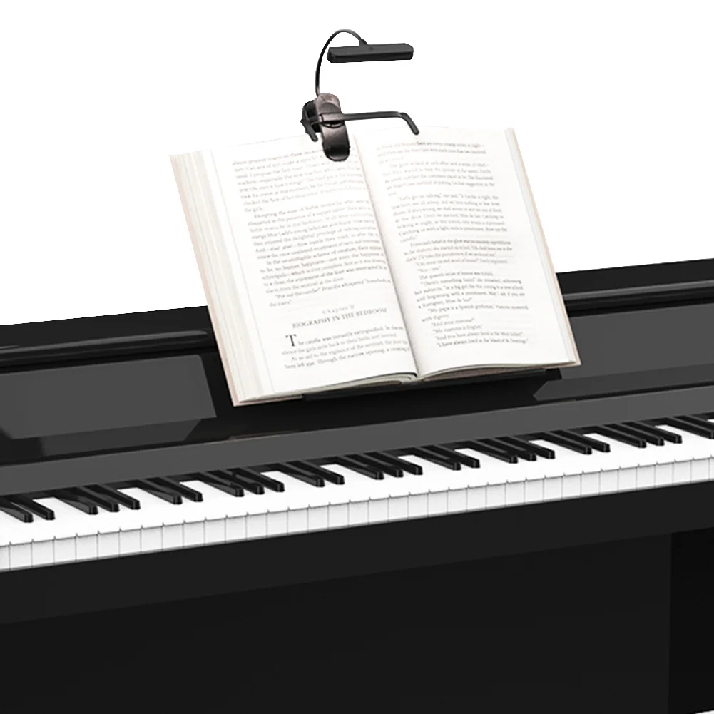 Luz LED para atril táctil, atenuación continua, luz nocturna junto a la cama, USB-C recargable, lámpara de libro con Clip para partituras de Piano