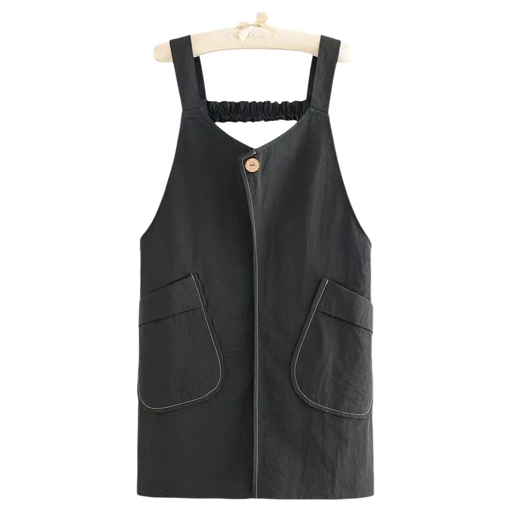 Anti-Stain Kitchen Apron Waterproof Splash-Proof Vest-Style Apron Soft with Pocket Adult Apron Catering Specific