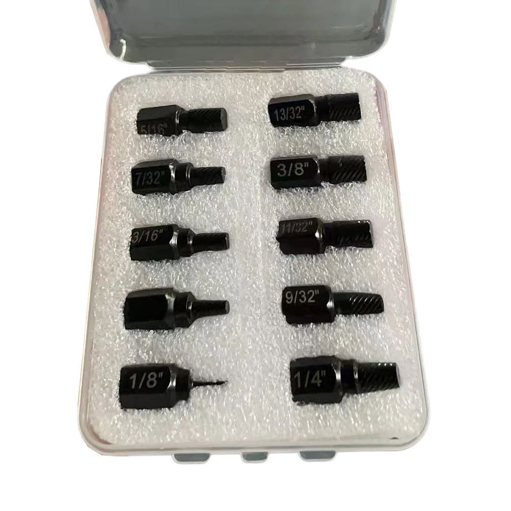 10 * Punte da trapano per estrattore per viti Set di rimozione per bulloni danneggiati rotte per utensili manuali per elementi di fissaggio spelati e danneggiati
