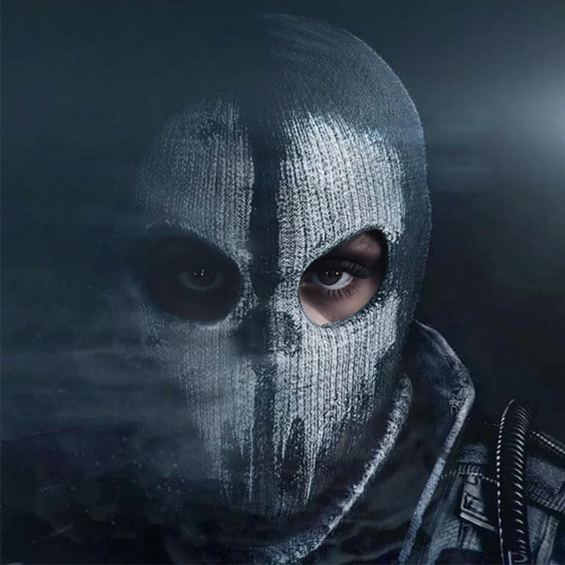 Unisex Cotton Ghost Skull Mask Motorcycle Helmet Skull Ski Headwear Scarf Hood Suitable for Outdoor Motorcycle Warmth view 2