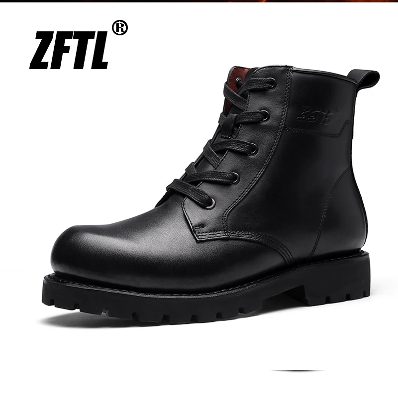 ZFTL Men\'s Cow leather wool boots Goodyear boots Military boots Outdoor Winter boots Non-slip rubber sole High Quality