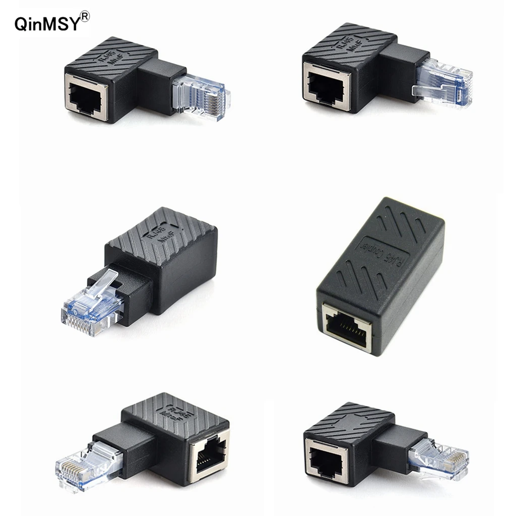 Hoge kwaliteit 90 graden up down links rechts Schuine RJ45 Cat 5e 6e Cat7 Man-vrouw Lan Ethernet Netwerk rj 45 Uitbreiding Adapter