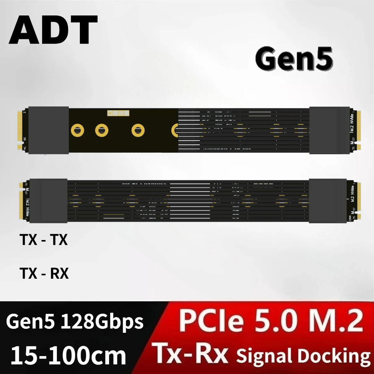ADT-Link M.2 NVME Jumper Cable PCIE 5.0 x4 Gen 5 Tx-Tx Tx-Rx Male To Male Direct Extension Signal Swap Industrial Control Server