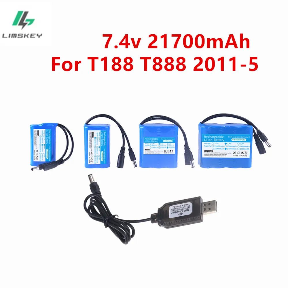 7.4v 6000/12000/18000/24000mAh battery for T188 2011-5 T888 V007 H18 C18 Remote Control Fishing Bait Boat 2S 7.4 V 21700 battery