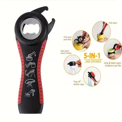 1Pc Multifunctional 5-in-1 Beer Bottle Can Opener Kitchen Anti-Slip Beer Cap Rotary Bottle Opener Kitchen Tool