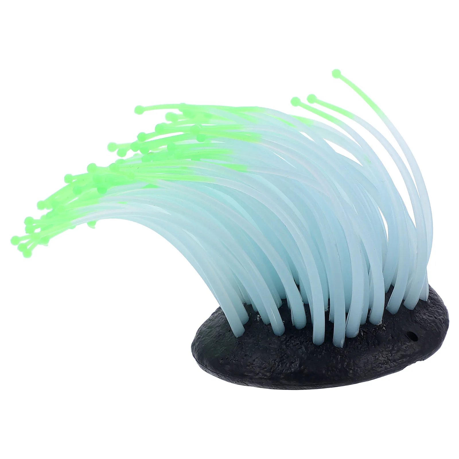 

Glow Anemone Fish Tank Supply Luminous Artificial Sea Decor Aquarium nament Faux Plant Small Green Silicone Easy Maintenance