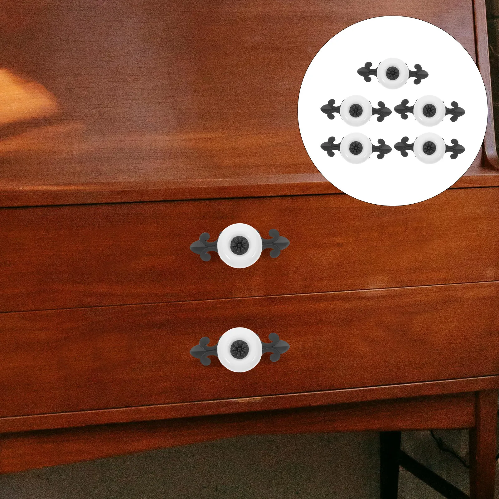 

5Pcs Ceramic Knobs Vintage Cabinet Handles for Kitchen Bathroom Wardrobe Dresser Drawer Metal Hardware Pulls Decorative Door