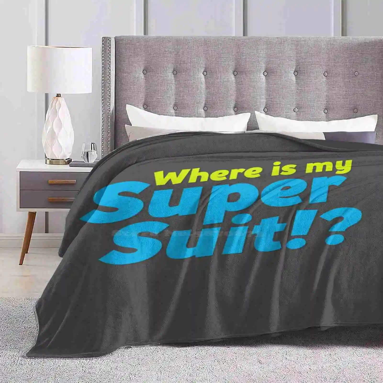 Where Is My Super Suit! ? Four Seasons Comfortable Warm Soft Throw Blanket Superheroes Frozone Pixar Typography Humour Where Is