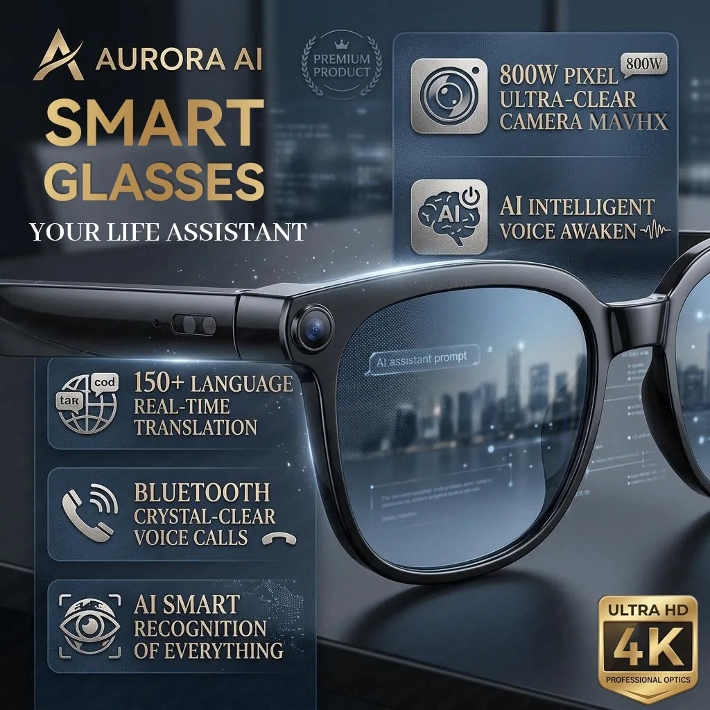 

Умные AI-очки 2026 с камерой 4K 800W, повербанком 3600 мАч, памятью 16 ГБ, поддержкой 120+ языков, ChatGPT, музыкой, фото и видео для мужчин
