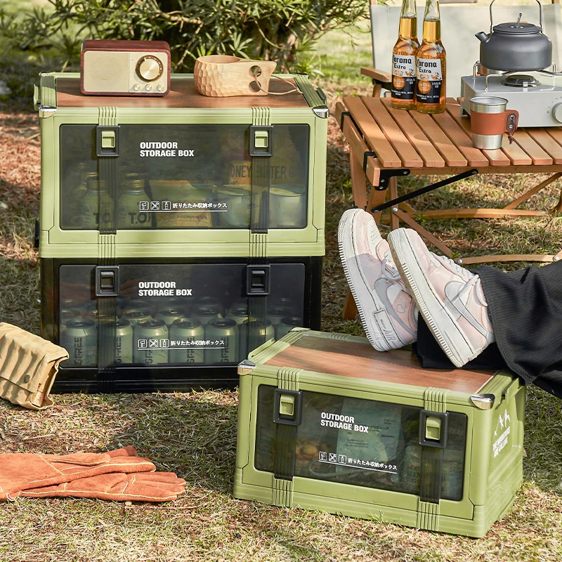 صندوق تخزين قابل للطي من UFORU، منظم صندوق سميك متعدد الطبقات مع غطاء - مثالي لتخزين السيارات والتخييم والنزهات