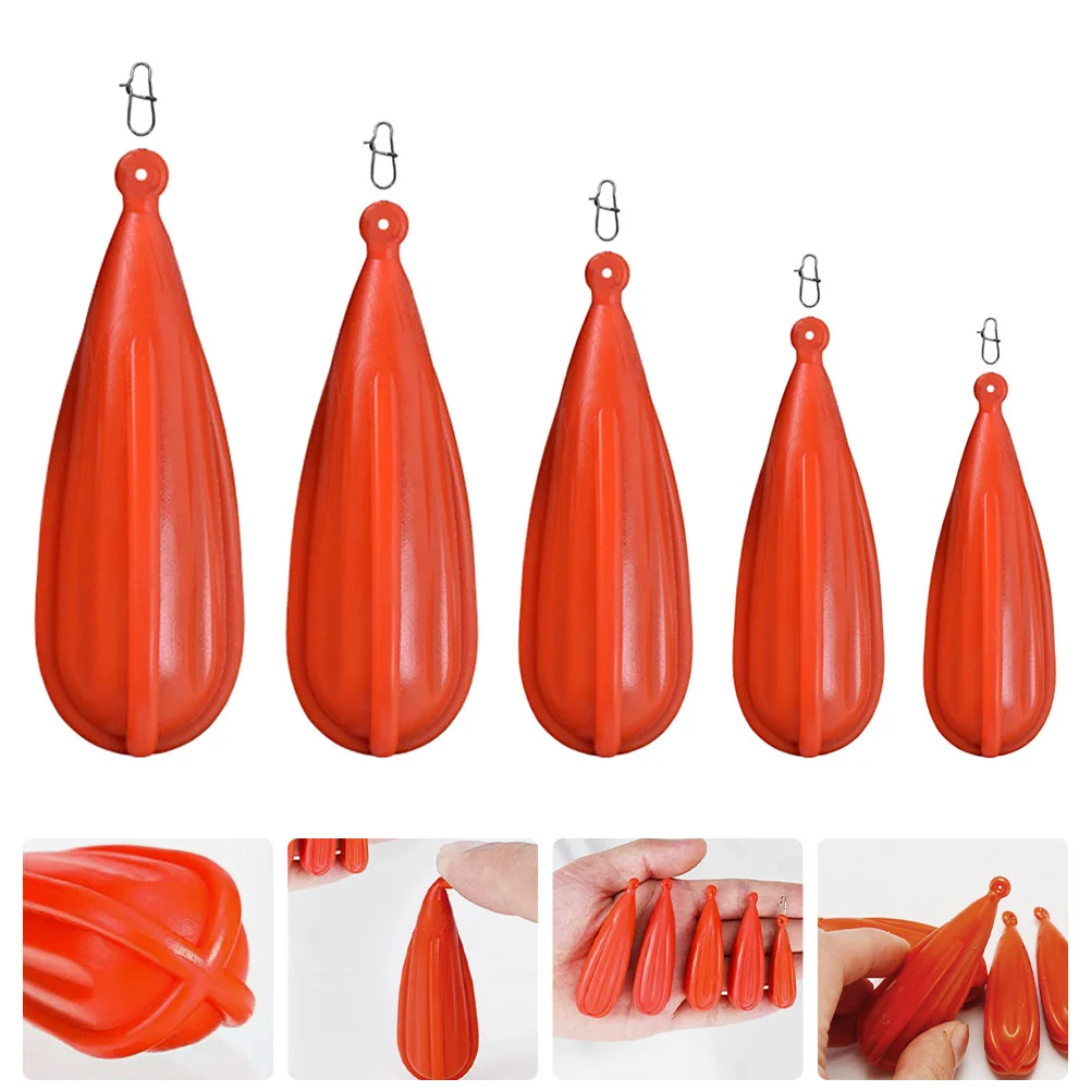 5 Pcs Practice Casting Weights Fishing Bait Daily Use Kids Soft Rubber Small Plug Orange Pvc